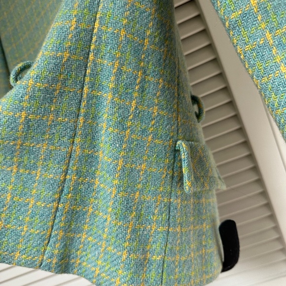 Vintage 1960s Double Breasted Wool Plaid Tweed Jacket Small USA - Picture 12 of 16